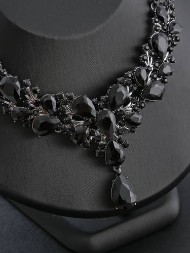 Hala Paris – Parure collier et boucle d'oreilles noir en zinc